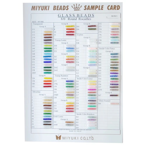 Carta de colores de las cuentas Miyuki Rocalla 8/0 (n.º 865/R/1-2) - Láminas 1 y 2