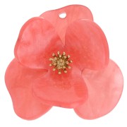 Colgantes acrílico y acero inoxidable dorado 40 mm Relieve Flor - Coral jaspeado x2|raw }}