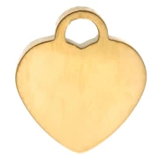 Colgante corazón 10x9 mm lazo y motivo epoxi - Acero inoxidable 304 Oro - Brillo rosa