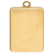 Colgante trébol rectángulo 18x12 mm - Acero inoxidable 304 Oro - Purpurina rosa