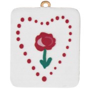 Colgante rectangular, impresión UV, 26x20 mm, motivo corazón Acero inoxidable 304, chapado en oro - Blanco|raw }}