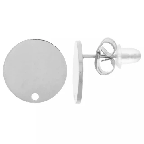 Pendientes redondos lisos 12 mm - Acero inoxidable 316L x2