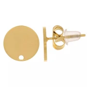 Pendientes redondos lisos 10 mm - Acero inoxidable chapado en oro 316L x20