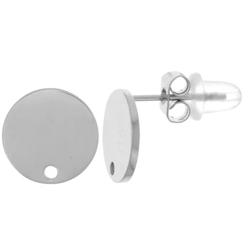 Pendientes redondos lisos de 10 mm - Acero inoxidable 316L x20