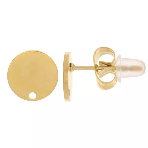 Pendientes redondos lisos 8 mm - Acero inoxidable 316L dorado x20