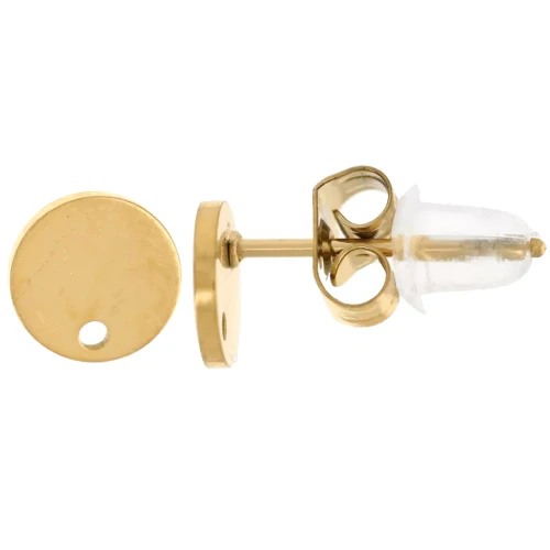 Pendientes redondos lisos de 6 mm - Acero inoxidable chapado en oro 316L x20
