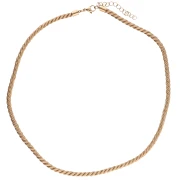 Collar de cordón trenzado de poliéster 4 mm - Acero inoxidable 304 Oro - Beige oscuro x46cm