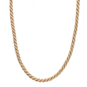 Collar de cordón trenzado de poliéster 4 mm - Acero inoxidable 304 Oro - Beige oscuro x46cm