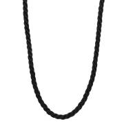 Collar cordón trenzado poliéster 4 mm - Acero inoxidable 304 Oro - Negro x46cm