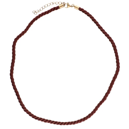 Collar cordón trenzado poliéster 4 mm - Acero inoxidable 304 Oro - Burdeos x46cm