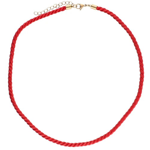 Collar cordón trenzado poliéster 4 mm - Acero inoxidable 304 Oro - Rojo x46cm