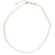 Collar de cordón trenzado de poliéster 4 mm - Acero inoxidable 304 Oro - Crema x46cm