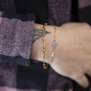 Pulsera rectangular de malla de 3,2 mm y óxidos de circonio - Acero inoxidable 304 x17cm