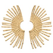 Pendientes medio sol martillado 44x26 mm - Acero inoxidable 304 Oro x2