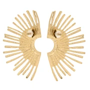 Pendientes medio sol martillado 44x26 mm - Acero inoxidable 304 Oro x2