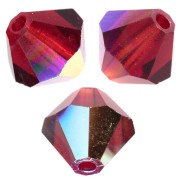 Cuentas «toupie» de Preciosa - Cuenta redonda de 4 mm - Vivid Siam AB x30