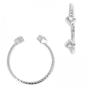 Anillo motivo rombo con óxido de zirconio Crystal/rodiado HQ x1