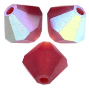 Cuentas «toupie» de Preciosa - Cuenta redonda de 4 mm - Vivid Siam AB mate x30