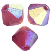 Cuentas «toupie» de Preciosa - Cuenta redonda de 5 mm - Vivid Siam AB mate x12