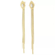 Regalo - Pendientes 98x13mm gema cabujón Acero inoxidable 304L Dorado