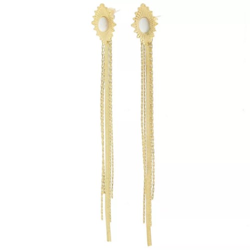 Regalo - Pendientes 98x13mm gema cabujón Acero inoxidable 304L Dorado