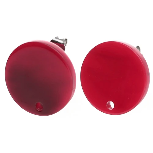 Pendientes redondos de acetato de 15 mm - Rojo jaspeado - Negro x2