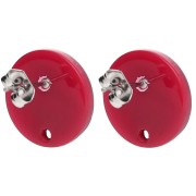 Pendientes redondos de acetato de 15 mm - Rojo jaspeado - Negro x2