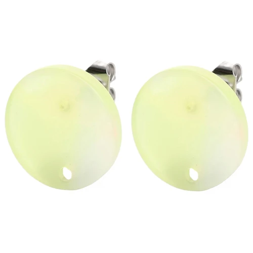 Pendientes redondos de acetato de 15 mm - Coral jaspeado - Amarillo - Perla azul x2