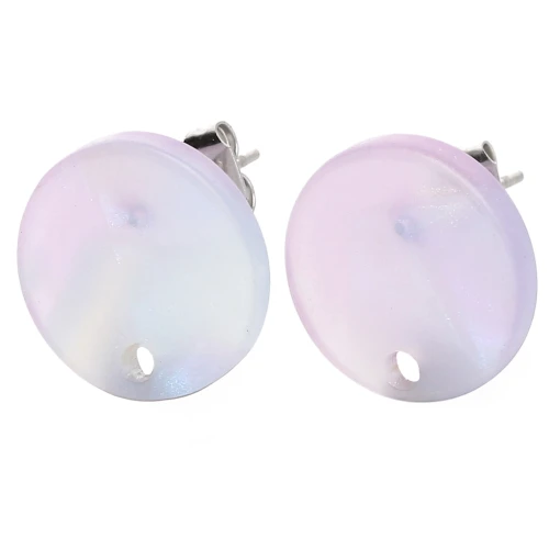 Pendientes redondos de acetato de 15 mm - Lila efecto sirena x2