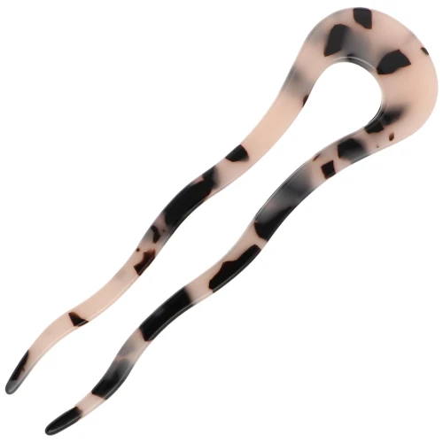 Horquilla de acetato 116x32 mm - Beige carey - Negro x1