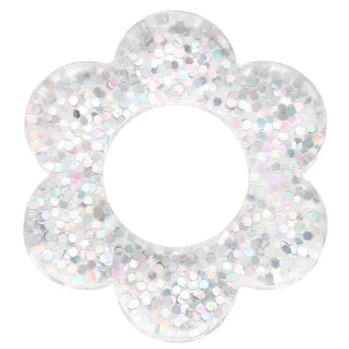 Colgante flor acrílico 14 mm - Brillo plata AB x1