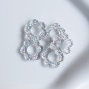 Colgante flor acrílico 14 mm - Brillo plata AB x1