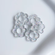 Colgante flor acrílico 14 mm - Brillo plata AB x1