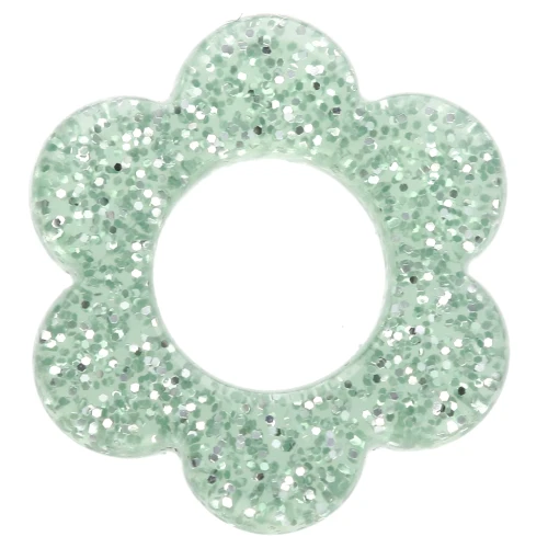 Colgante flor acrílico 14 mm - Brillo verde musgo x1