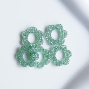 Colgante flor acrílico 14 mm - Brillo verde musgo x1