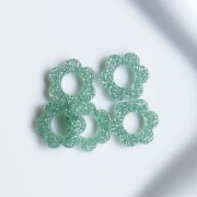 Colgante flor acrílico 14 mm - Brillo verde musgo x1