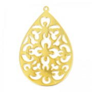 Colgante en forma de gota calado de 37 mm - Dorado en oro fino satinado HQ x1