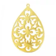 Colgante en forma de gota calado de 37 mm - Dorado en oro fino satinado HQ x1