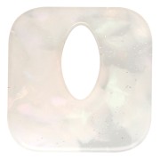Colgante cuadrado ahuecado de acetato de 21 mm - Jaspeado transparente - Purpurina blanca nacarada