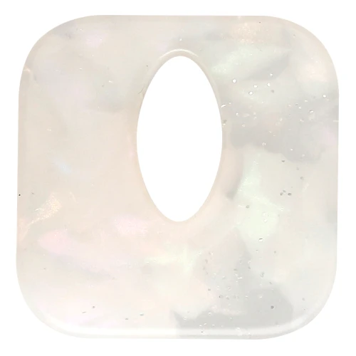 Colgante cuadrado ahuecado de acetato de 21 mm - Jaspeado transparente - Purpurina blanca nacarada