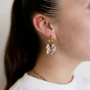 Colgante cuadrado ahuecado de acetato de 21 mm - Jaspeado transparente - Purpurina blanca nacarada