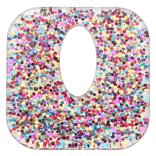 Colgante acrílico hueco cuadrado 21 mm - Purpurina multicolor x1