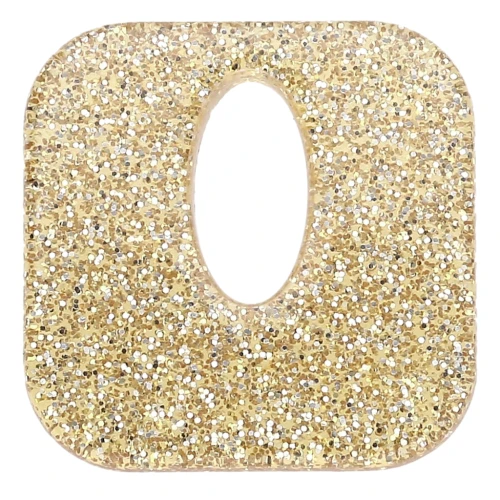 Colgante acrílico hueco cuadrado 21 mm - Purpurina dorada x1