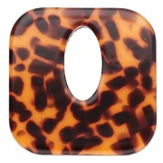 Colgante cuadrado de acetato, hueco 21 mm - Marrón terrazo - Negro x1