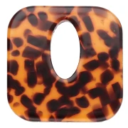 Colgante cuadrado de acetato, hueco 21 mm - Marrón terrazo - Negro x1