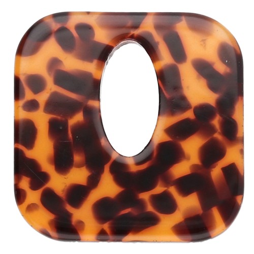 Colgante cuadrado de acetato, hueco 21 mm - Marrón terrazo - Negro x1