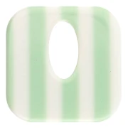Colgante de acetato cuadrado 21 mm - Rayas verde claro - Crudo x1