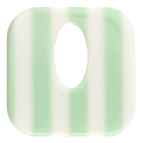 Colgante de acetato cuadrado 21 mm - Rayas verde claro - Crudo x1