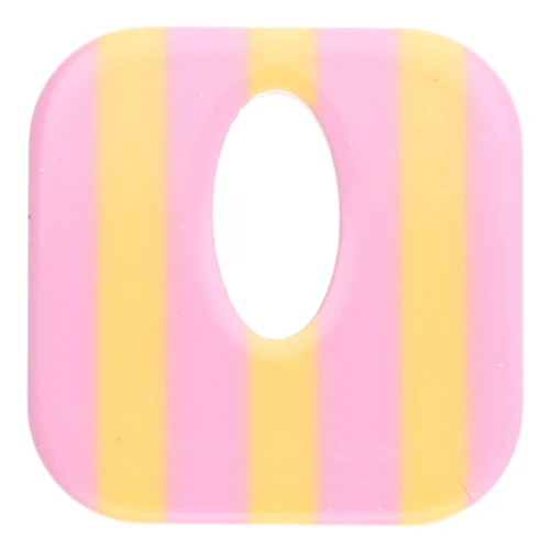 Colgante cuadrado de acetato, hueco 21 mm - Rayas Rosa Claro - Amarillo x1