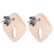 Pendientes diamante hueco 16x14mm acetato Jaspeado melocotón claro purpurinax2